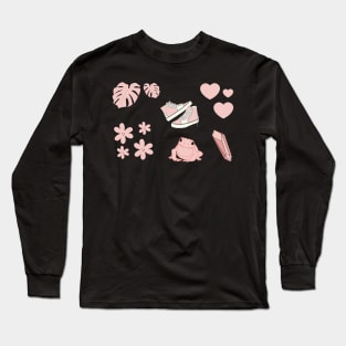 Cute Aesthetic Sticker Pack - Pastel Blush Pink Long Sleeve T-Shirt